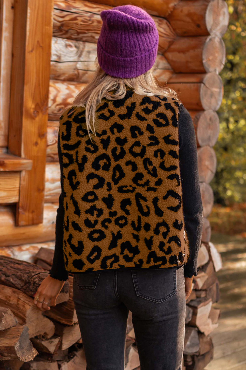 Sophie Jean Leopard Sherpa Vest