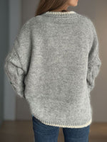 Hazel Blues® |  Cable Knit Round Neck Long Sleeve Sweater