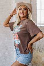 Hazel Blues® |  Chicory Coffee Honky Tonk Honey Graphic Crew Neck Western Fashion Tee