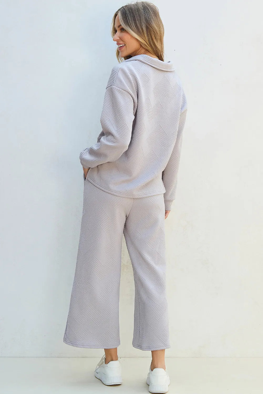 Hazel Blues® |  Textured Long Sleeve Top and Drawstring Pants Set