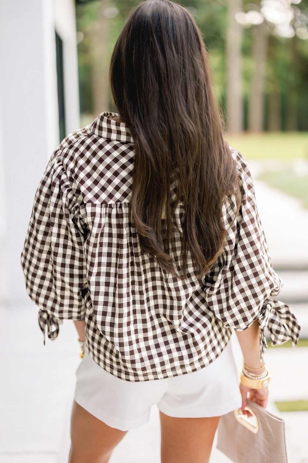 Amelia Sage Brown Plaid Shirt