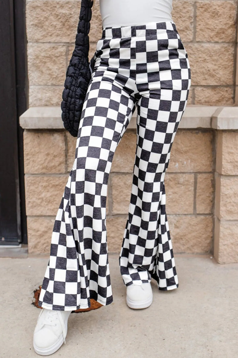 Hazel Blues® |  Checkered Flare Pants with Pockets