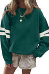 Hazel Blues® |  Evergreen Varsity Striped Detail Drop Shoulder Oversized Sweatshirt