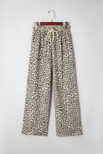 Hazel Blues® |  Brown Leopard Drawstring Elastic Waistband Loose Pants