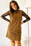 Hazel Blues® |  Beige Corduroy Sleeveless Mini Dress With Patched Pockets