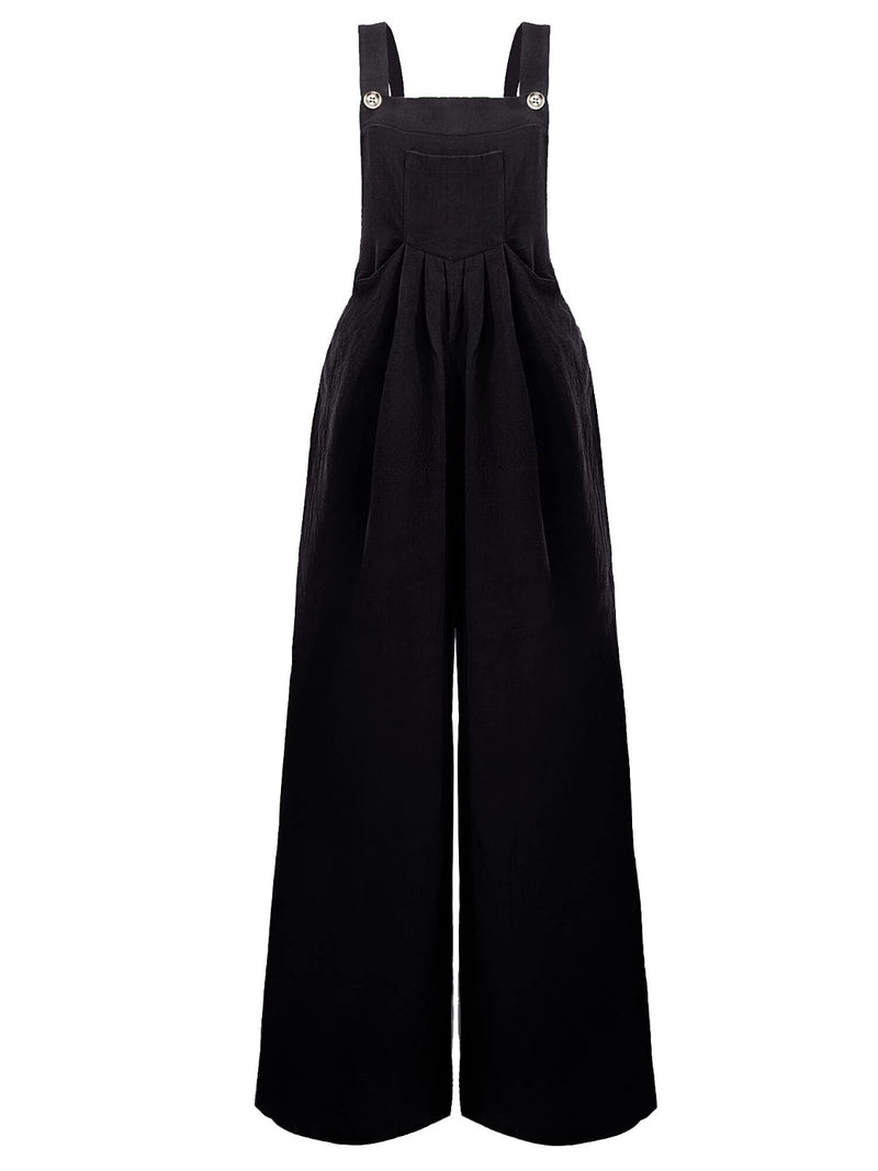 Hazel Blues® |  Square Neck Wide Strap Overalls
