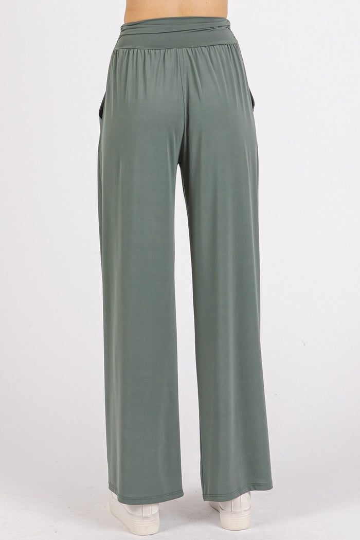 Hazel Blues® |  Mittoshop Stretch Banded Waist Wide Leg Pants with Pockets