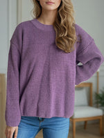 Hazel Blues® |  Solid Color Round Neck Long Sleeve Sweater