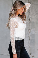 Hazel Blues® |  Ashleigh Blue Sheer Floral Lace Long Sleeve Slim Fit Top