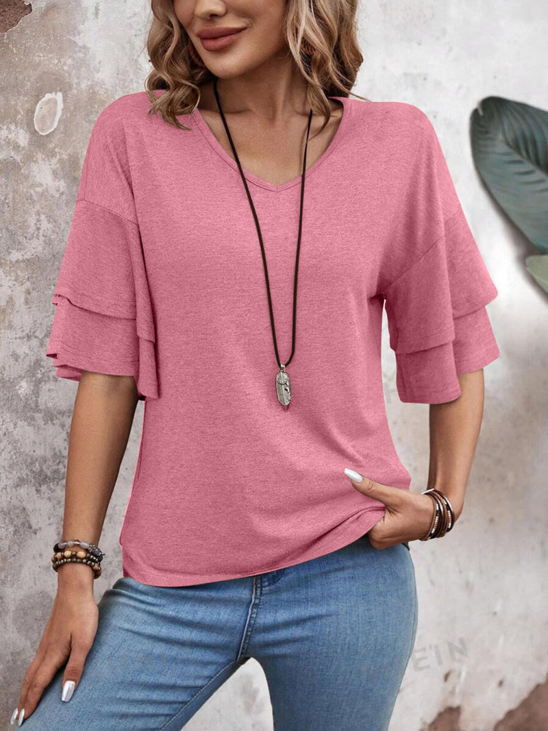 Hazel Blues® |  V-Neck Half Sleeve Blouse