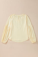 Hazel Blues® |  Embroidered Notched Long Sleeve Blouse