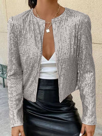 Hazel Blues® |  Sequin Open Front Cropped Jacket