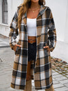 Hazel Blues® |  Plaid Long Sleeve Hooded Coat