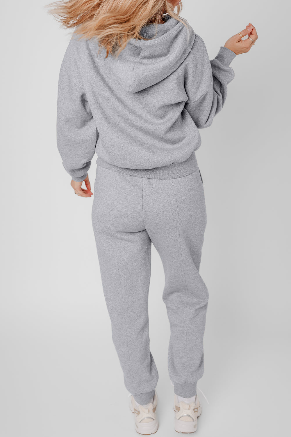 Hazel Blues® |  Gray Solid Exposed Seams Hoodie and Joggers Activewear Set