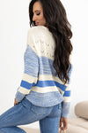 Hazel Blues® |  Light Blue Open Stitch Puff Sleeve Sweater