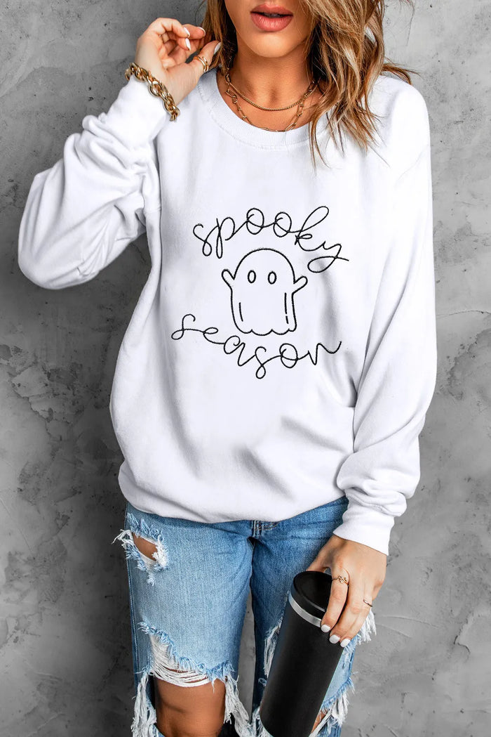 Hazel Blues® |  Ghost Graphic Long Sleeve Dropped Shoulder Sweatshirt