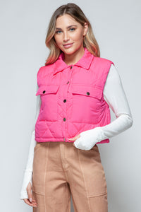 Hazel Blues® |  Snobbish Snap Down Quilted Crop Vest