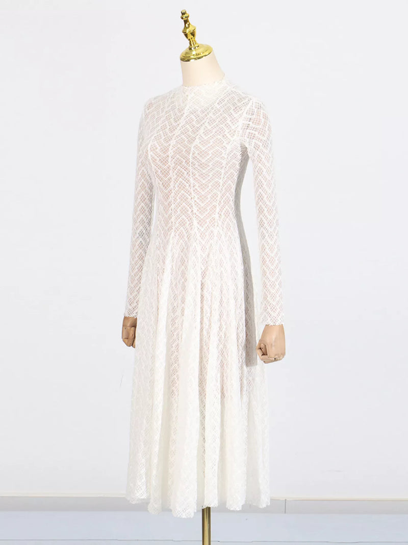 lace mock neck maxi dress BHLDN Long-Sleeve Mock-Neck Stretch Lace Maxi Dress