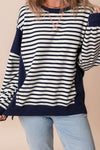 Hazel Blues® |  Exposed Seam Striped Long Sleeve Sweatshirt