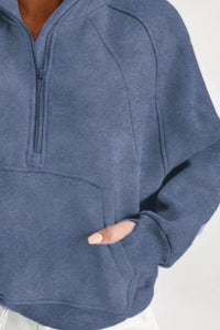 Hazel Blues® |  Half Zip Long Sleeve Sweatshirt