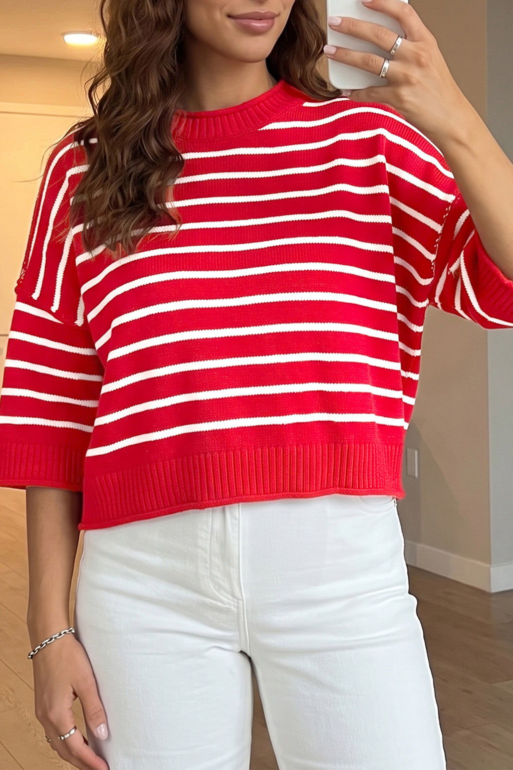 Red Letter Striped Relaxed Sweater