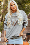 Hazel Blues® |  Light Grey Rhinestone Skull Graphic Drop Shoulder Sweatshirt