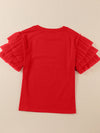 Hazel Blues® |  Ruffled Round Neck Short Sleeve Blouse