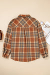 Hazel Blues® | Brown Plaid Print Flap Pocket Buttoned Shacket