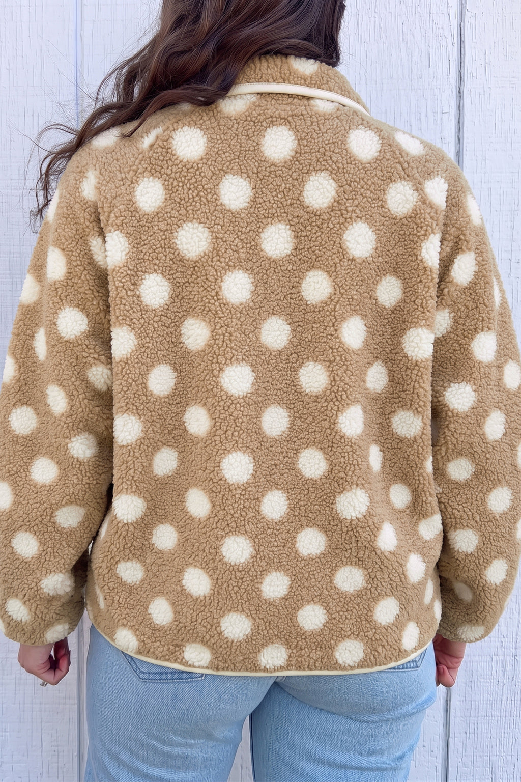 Teddy Dot Polka Dot Faux-Fur Jacket