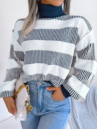 Hazel Blues® |  Striped Turtleneck Long Sleeve Sweater