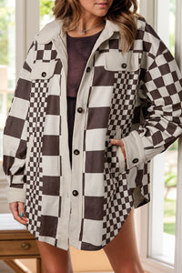 Hazel Blues® |  Pocketed Checkered Button Up Long Sleeve Jacket