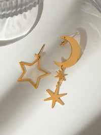 Hazel Blues® |  18K Gold-Plated Moon & Star Dangle Earrings