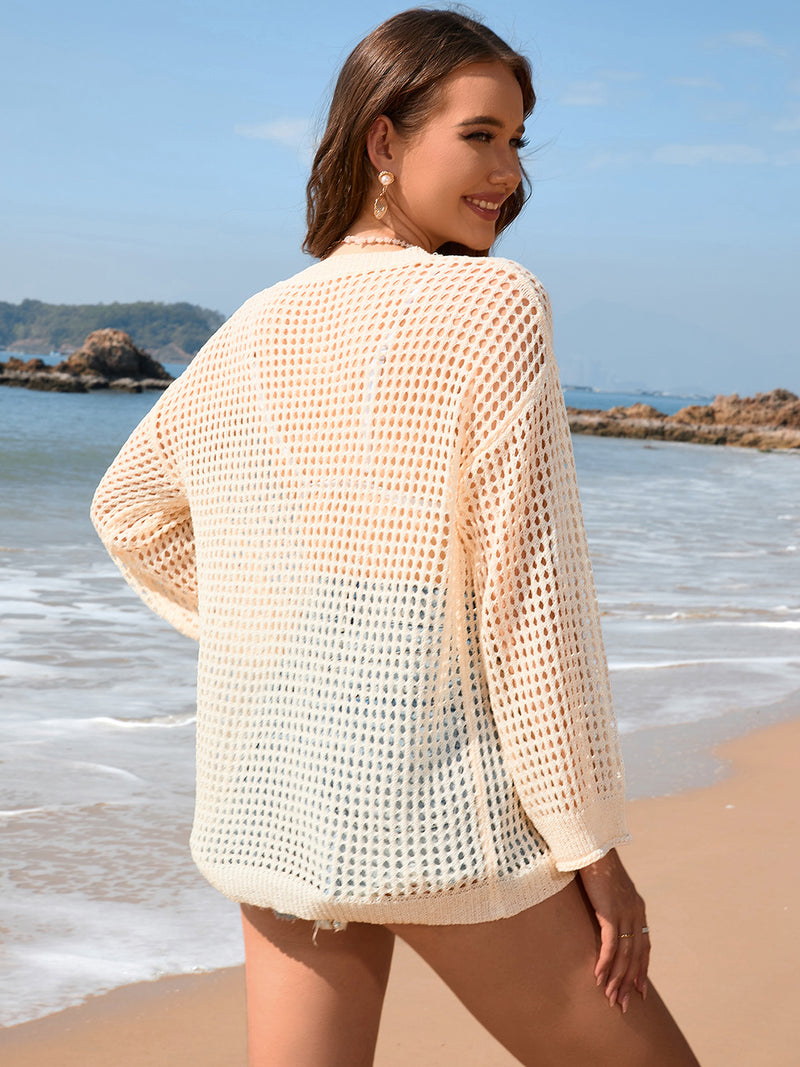 Hazel Blues® |  Openwork Dropped Shoulder Long Sleeve Cover-Up