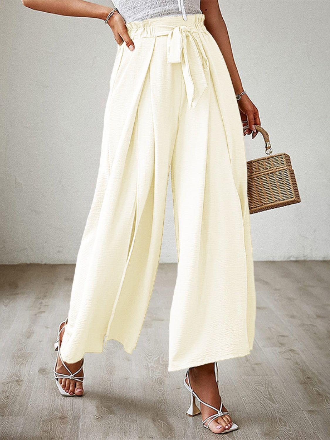 Hazel Blues® |  Tied Slit Wide Leg Pants