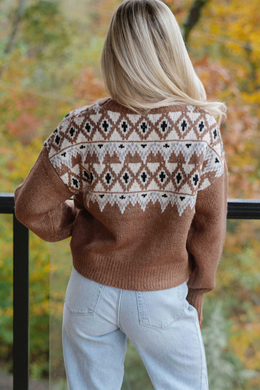 Cecilia Lane Khaki Geometric Sweater