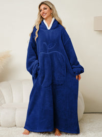 Hazel Blues® |  Pocketed Contrast Long Sleeve Hooded Lounge Dress