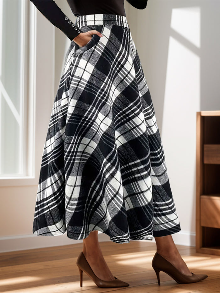 Hazel Blues® |  Plaid Midi Skirt with Pocketed