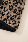 Hazel Blues® |  Khaki Leopard Print Zip Up Stand Neck Side Pocket Jacket