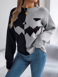 Hazel Blues® |  Contrast Round Neck Long Sleeve Sweater