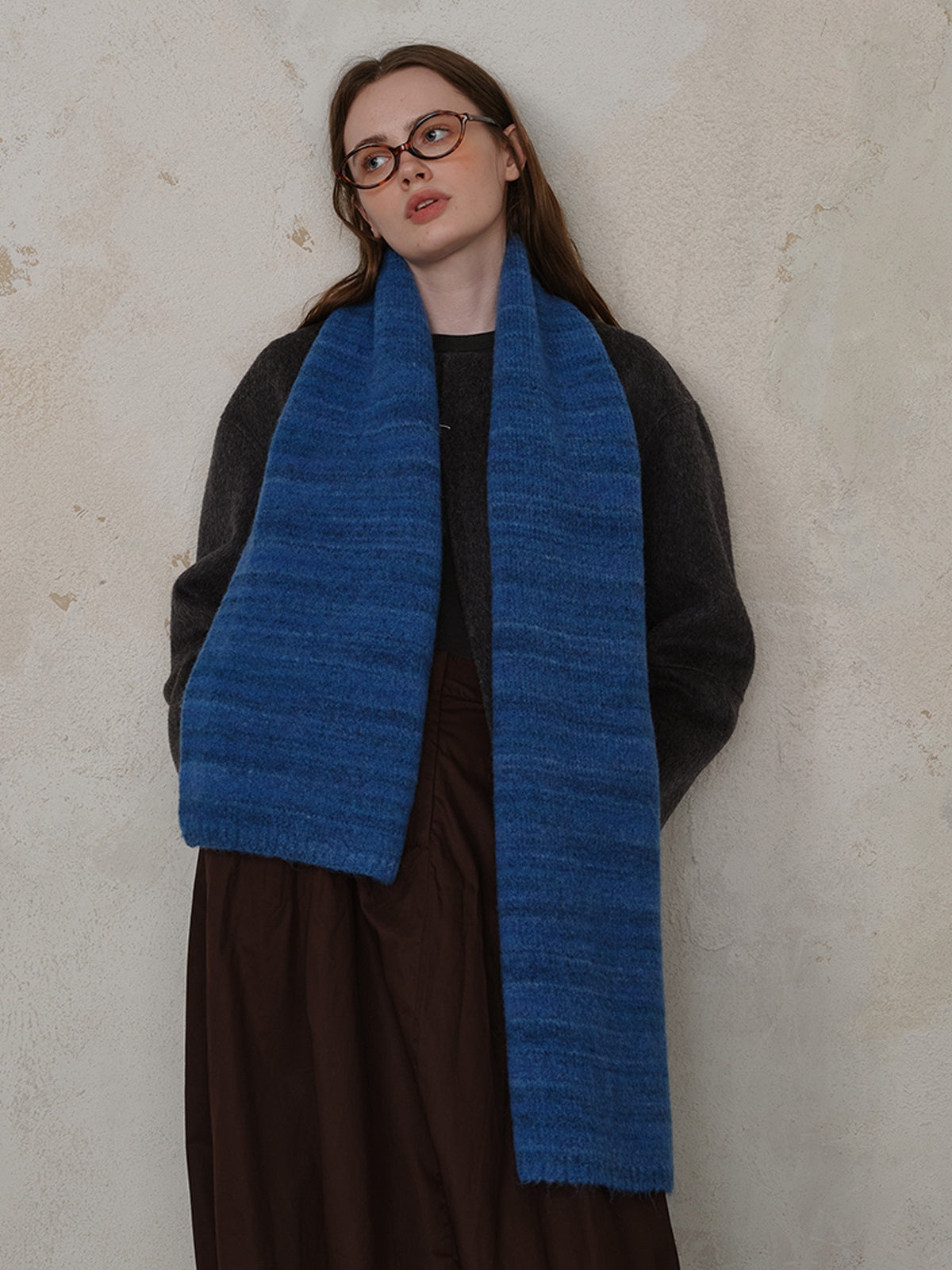 Hazel Blues® |  Striped Detail Knit Scarf