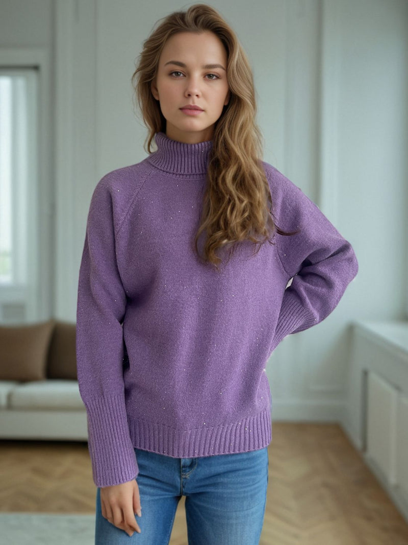 Hazel Blues® |  Turtleneck Raglan Sleeve Sweater