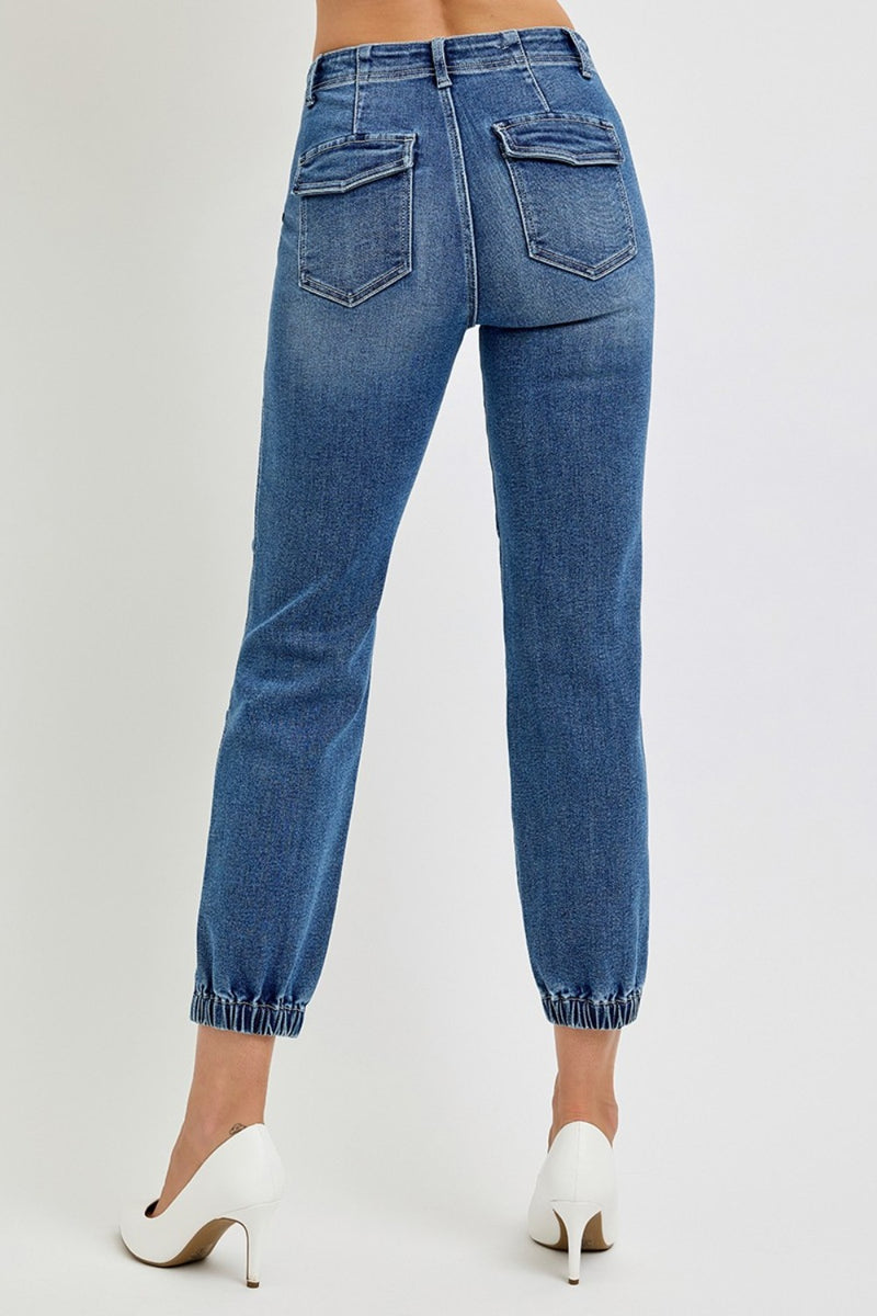 Hazel Blues® |  RISEN High Rise Ankle Jogger Jeans