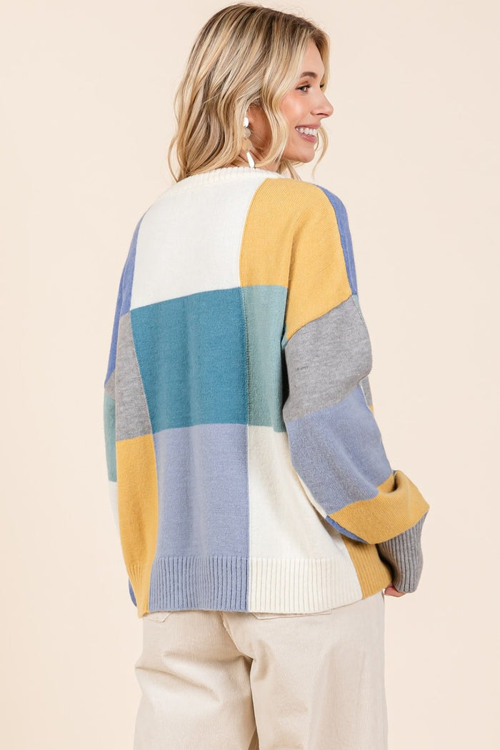 Hazel Blues® |  Mittoshop Color Block Round Neck Sweater