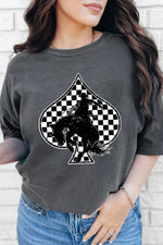 Hazel Blues® |  Gray Redeo Check Spades Western Graphic T Shirt
