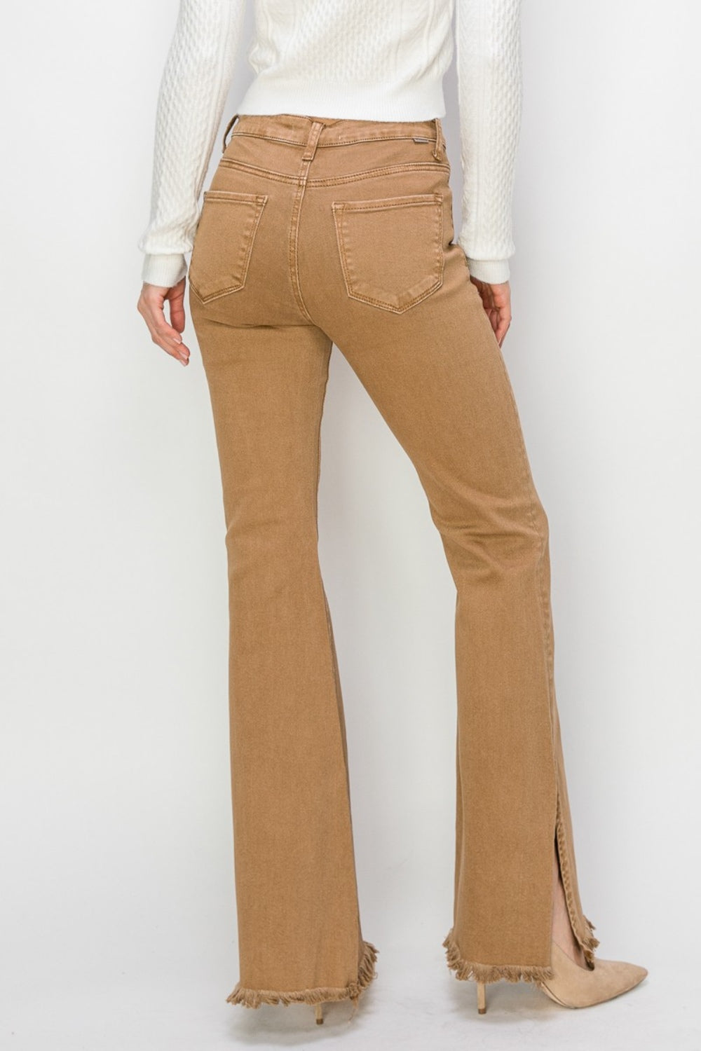 Hazel Blues® |  RISEN Bailey High Waist Side Slit Flare Jeans