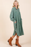 Hazel Blues® |  Mittoshop Mineral Wash Cotton Gauze Midi Shirt Dress