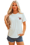 Hazel Blues® |  White Game Day Bowknot Embroidered Graphic Casual Tee