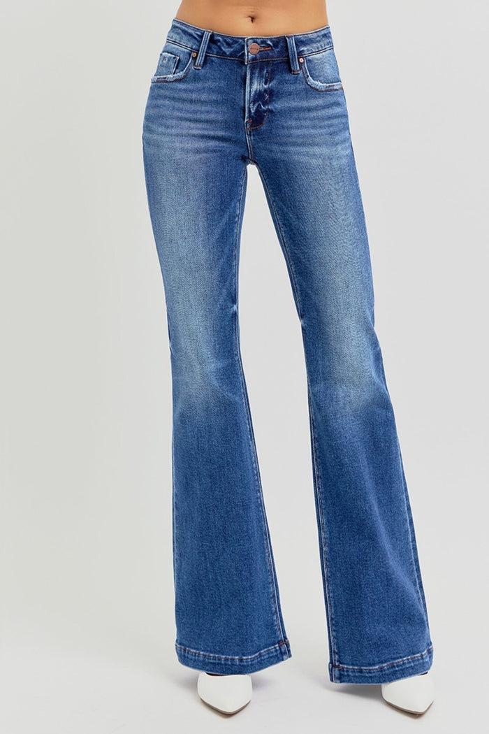 Hazel Blues® |  RISEN Low Rise Flare Jeans with Pockets