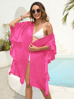 Hazel Blues® |  Ruffled Open Front Cover-Up