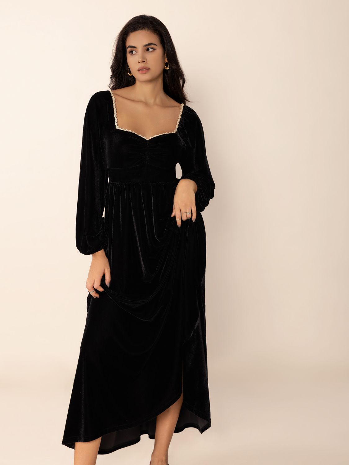 Hazel Blues® |  Sweetheart Neck Long Sleeve Midi Dress